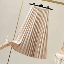 Новая весенняя зимняя винтажная модная плиссированная юбка женская элегантная вязаная Офисная Женская юбка с высокой талией А-силуэта длинные юбки yy463