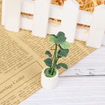 

1Pc Green Miniature Accessories Mini Plastic Tree Potted Simulation Potted Plants Model Toys for 1:12 Doll House Decoration