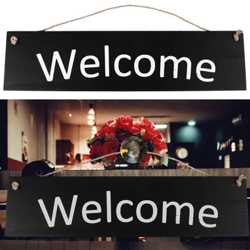 

1pc Wooden Welcome Sign Delciate Creative Decorative Welcome Hanging Sign Welcome Sign Board Wooden Door Tag for Shop Bar Home