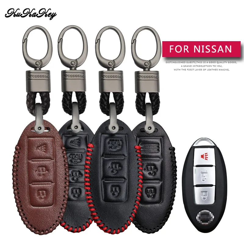 Кожаный чехол для автомобильных ключей защитный Nissan Qashqai Juke Note Almera Teana Tiida Murano