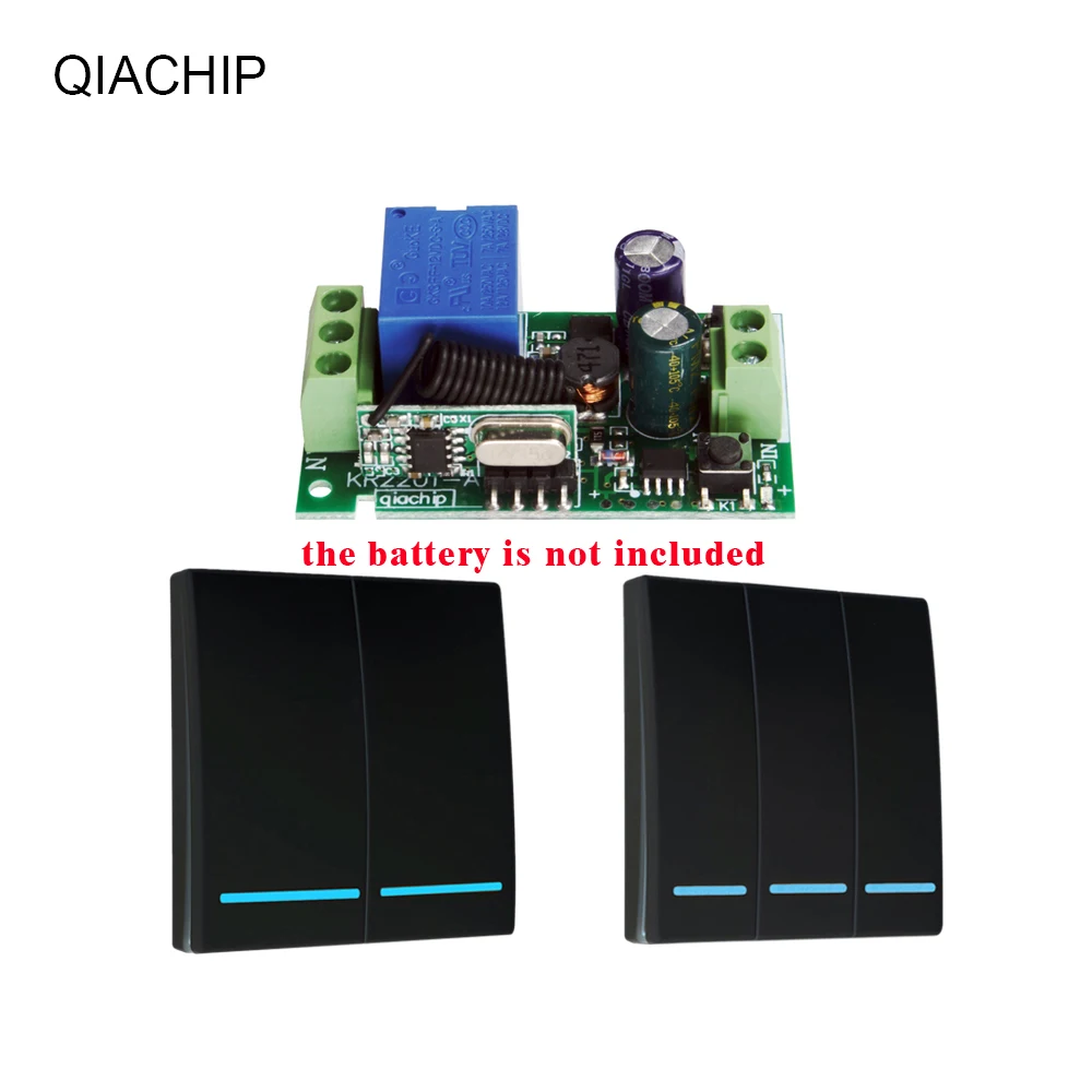 2RC and 1receiver QIACHIP 433Mhz AC 110V 220V 1 CH Пульт дистанционного управления релейный приемник+ беспроводной РЧ настенный пульт дистанционного управления - Цвет: 2RC and 1receiver
