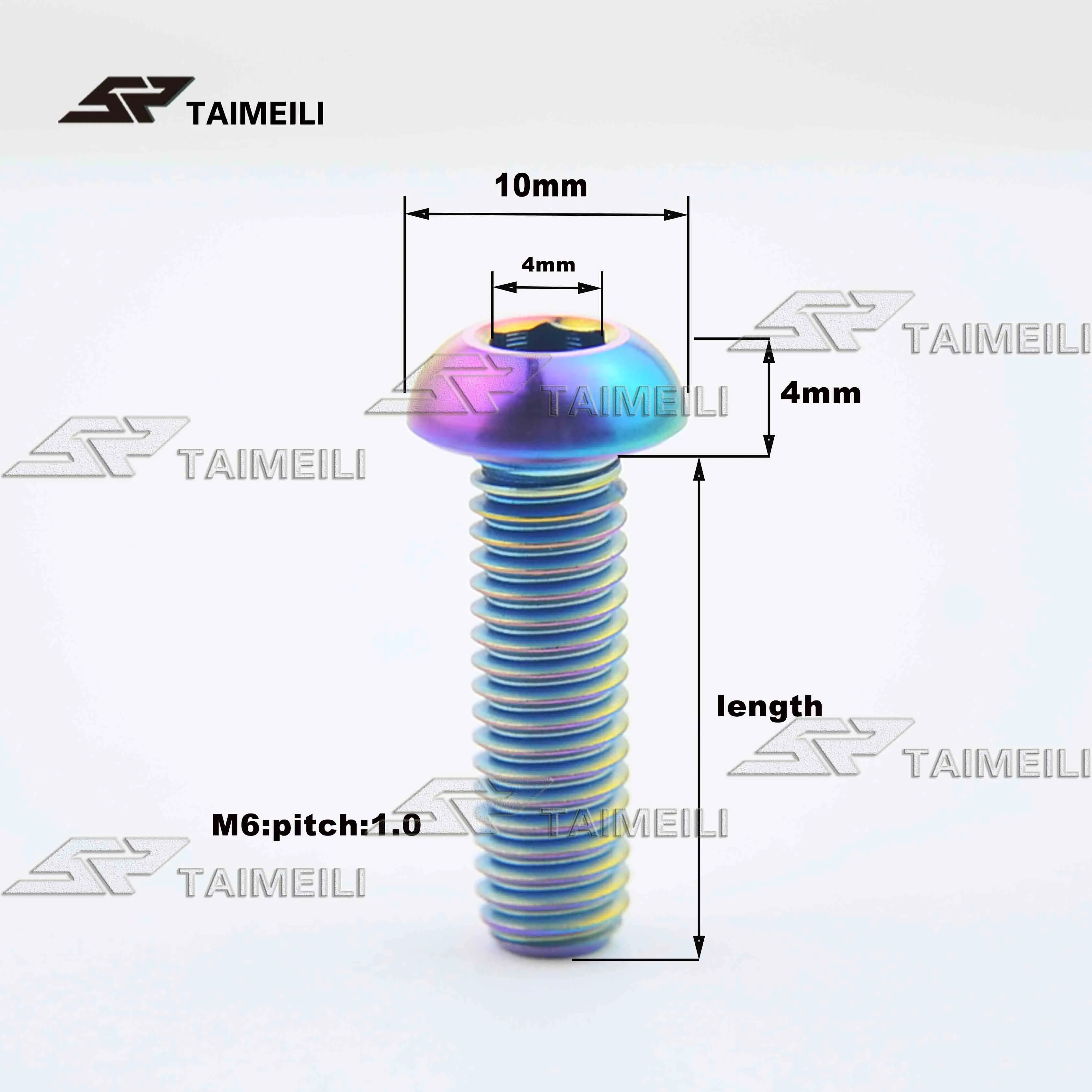 Титановые винты TAIMEILI полукруглые шестигранные головки размеры 6x30 мм для