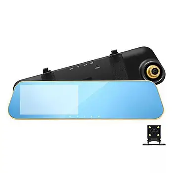 

4.3 Inch Ips Screen Rearview Mirror Driving Recorder Night Vision Dual Recording Front And Rear Reversing Images 1 Set