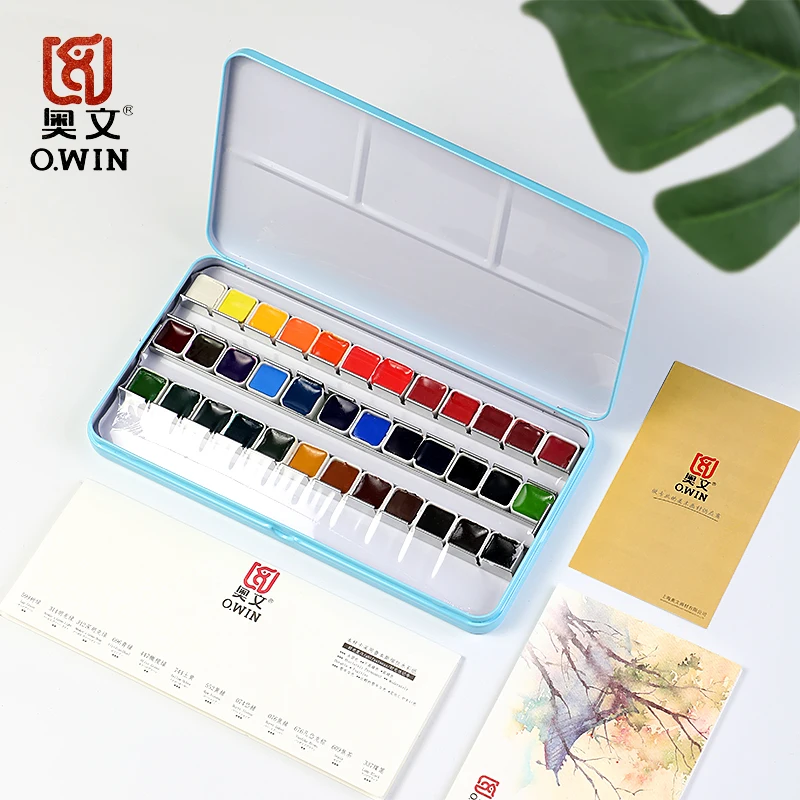 12/21/36/48 Colors Solid Watercolor Paint Set Portable With Water