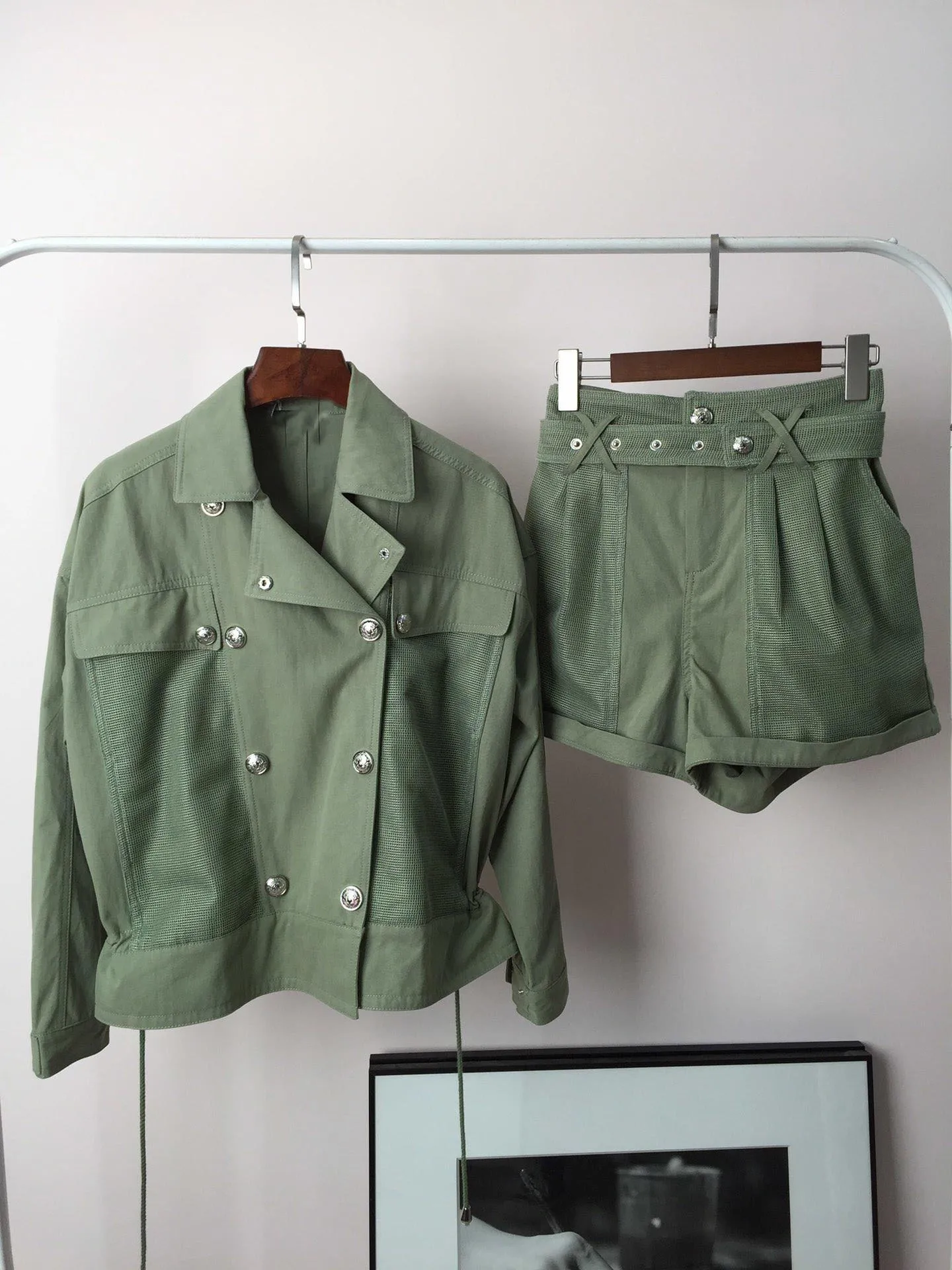 

high quality women double breasted jacket coat female outerwear + casual shorts OL casual sets suits gdnz 8.09