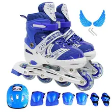 Детские коньки, мигающие роликовые коньки, Взрослые роликовые коньки, регулируемые, для мужчин и женщин, размер 31-42