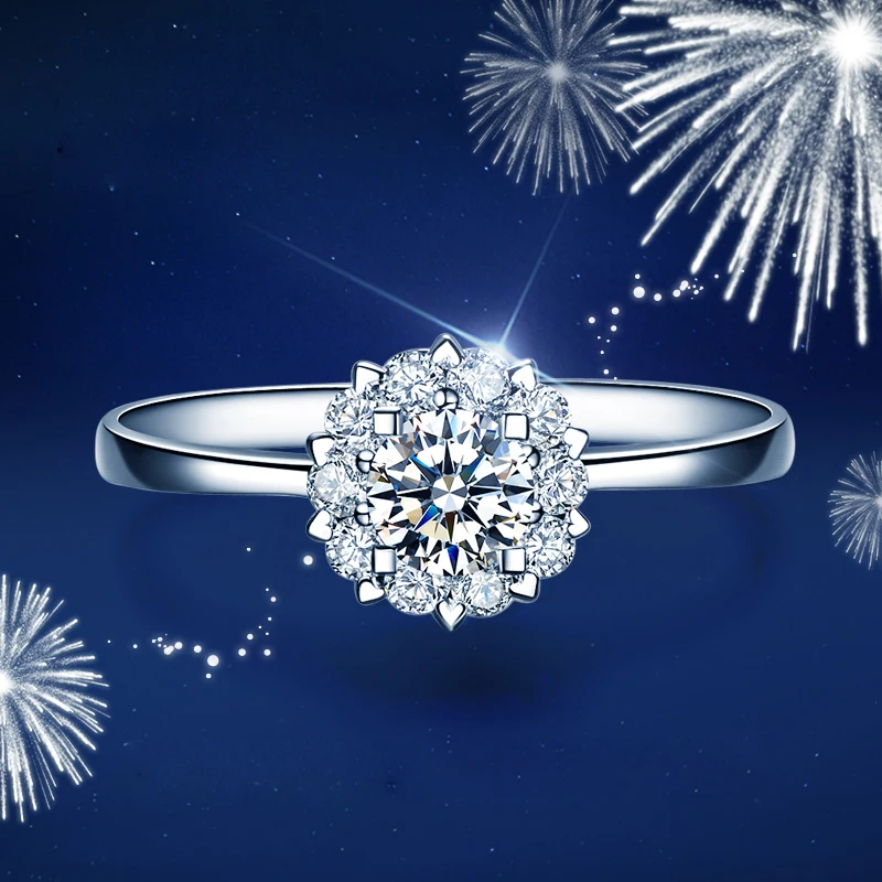 Кольцо обручальное ZOCAI белое золото 18 К 0 8 карат с сертификатом 20 карат|diamond carat