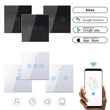 Intelligente WIFI Glas Panel Schalter EU Standard 220V LED Licht Lampe Touch Schalter APP Fernbedienung 1/2/3 Gang Smart WIFI Schalter