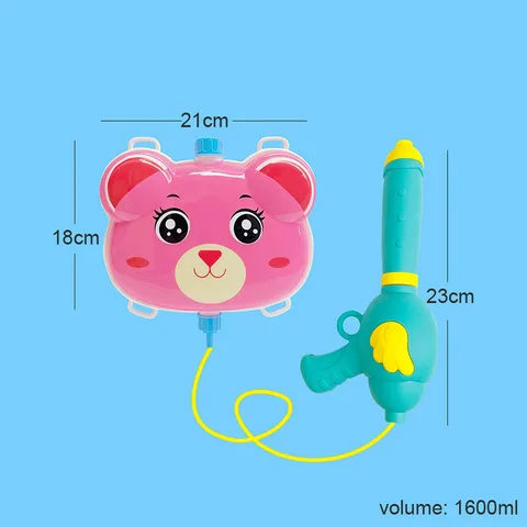 Animal Water Gun Backpack Children Summer Beach Toys Long Range ABS Water Spray Guns Bag with Adjustable Straps