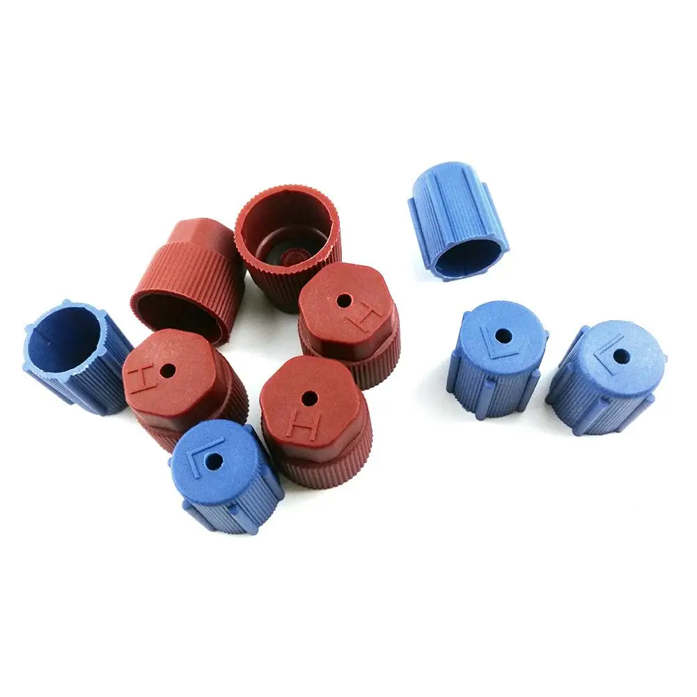 10Pcs Car A/C System Charging Port Service CapR134a High Low Side ValveAdapter Dust CapRed Blue Car Air Conditioning