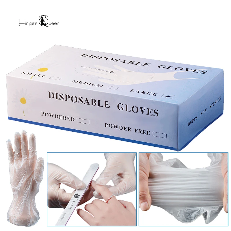 

50 PCS Disposable PVC Gloves Transparent Oil-proof Anti-static Beauty Salon Nail Tool Gloves