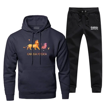 

Funny Hakuna Matata Men Anime Hoodies+pants Sets The Lion King Sweatshirt Men Hip Hop Streetwear Casual Sportswear Sweatpants