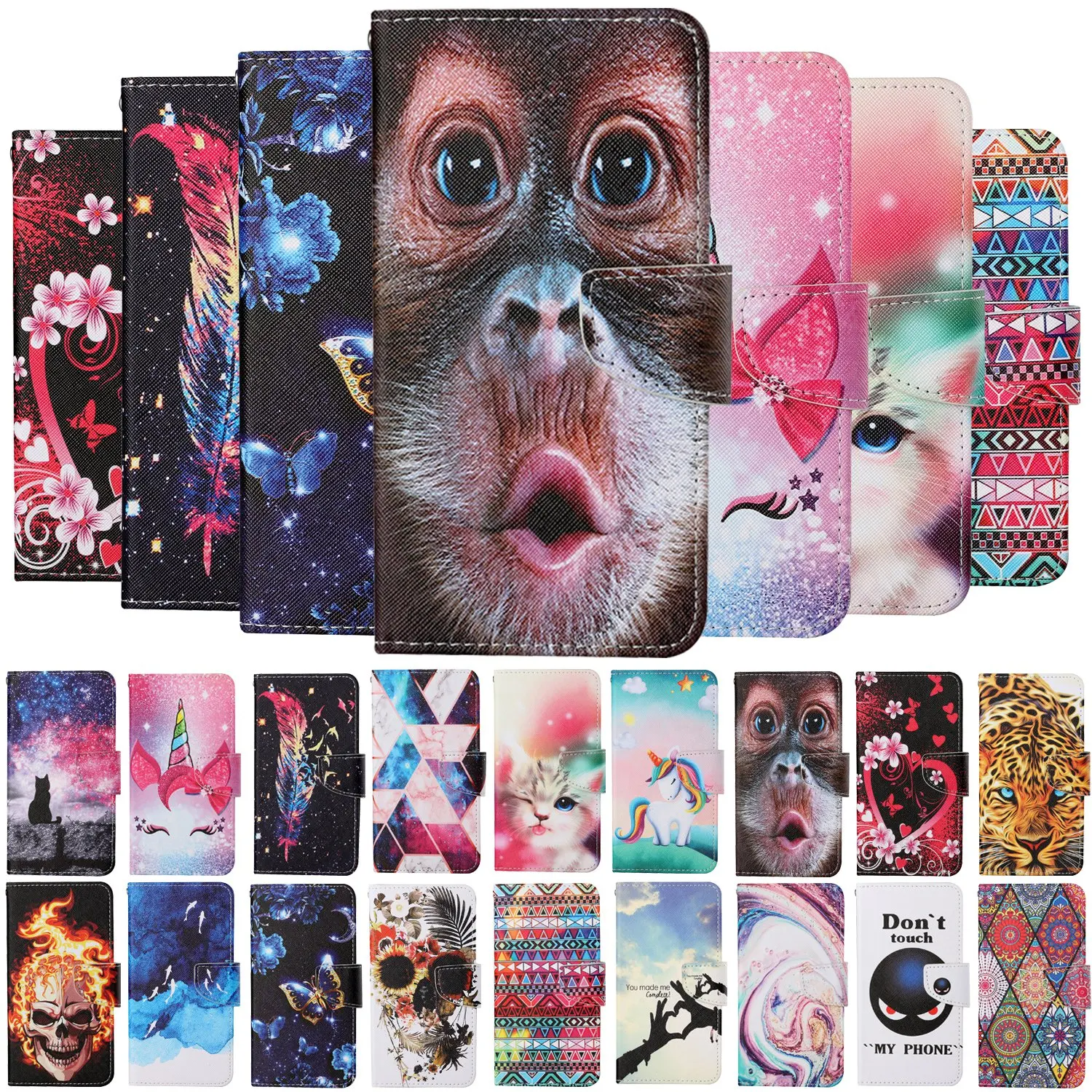 Magnetic Leather Case sFor Samsung Galaxy A51 Case A21s A 51 A71 A31 A41 A01 A21 A11 Wallet Flip Painted Cartoon Cat Cover Etui 1