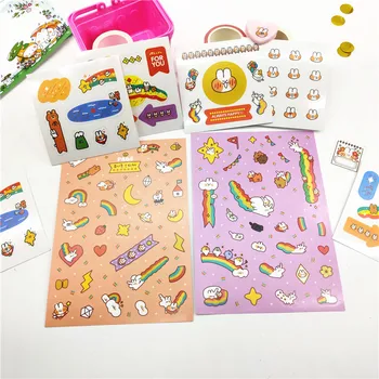 

1/2Pcs Kawaii Rainbow Rabbit Stickers Cute Decor Stationery Stickers Paper Adhesive Sticker For Kid Scrapbooking Diary Supplies