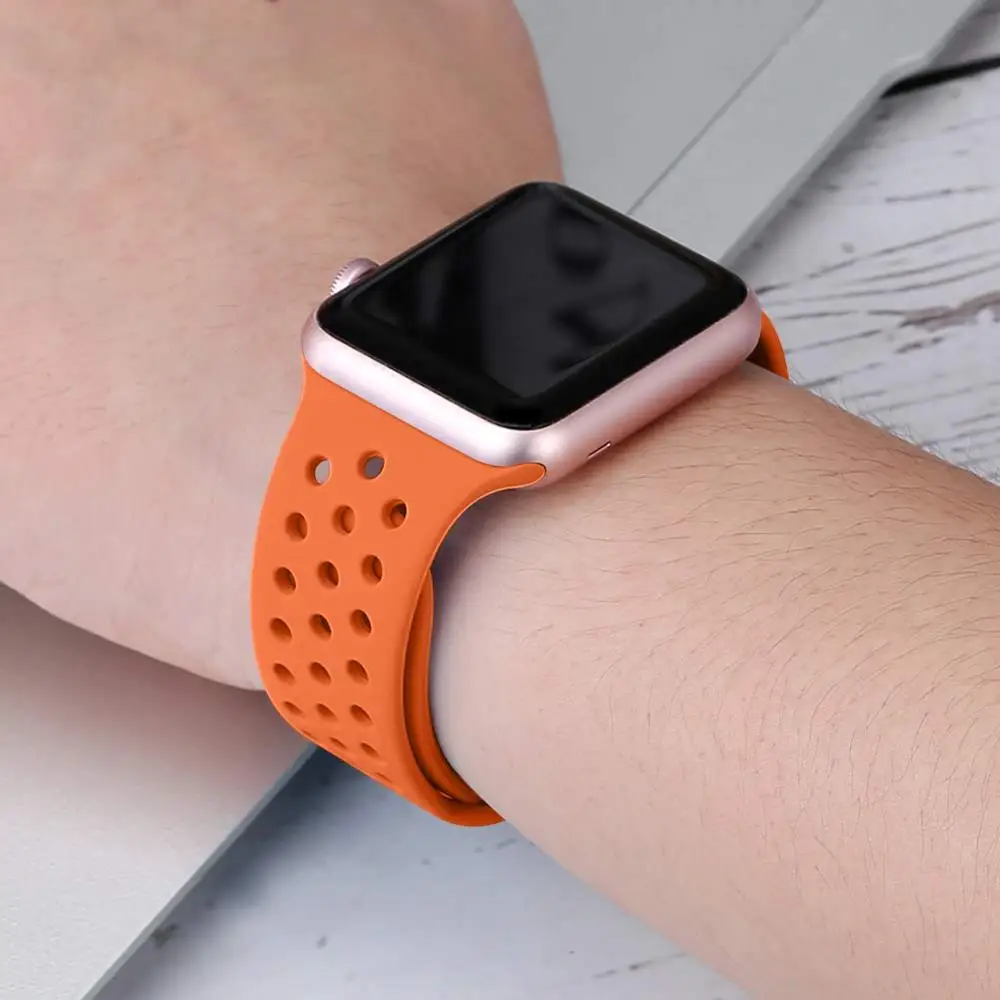 Силиконовый ремешок для Apple Watch band 38 мм 42 мм iWatch 4 band 44 мм 40 мм спортивный дышащий браслет ремешок для Apple watch 4 3 21