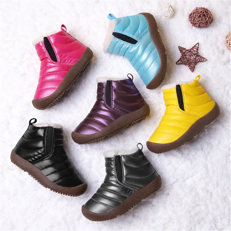 winter children's snow boots boys and girls waterproof ankle boots kids snow boots thick non-slip soft bottom