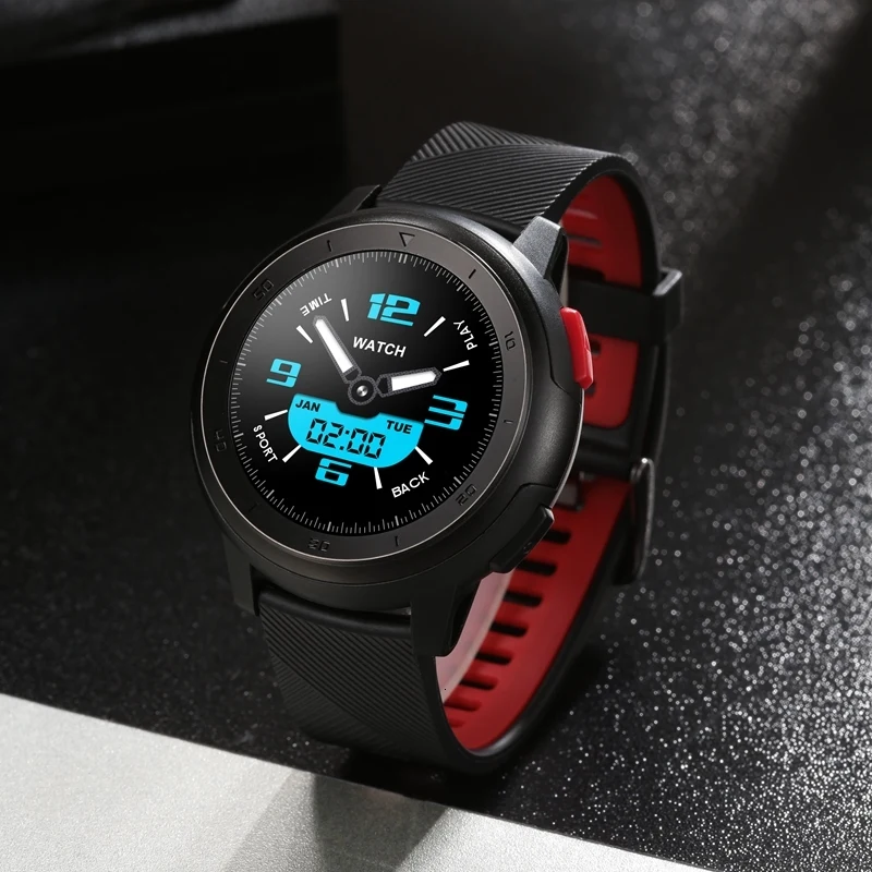 DT68 smartwatch IP68 Waterproof Bracelet 20 Dial Watch Faces Fitness Tracker Message Push bluetooth Men women Smart watch - Color: Red