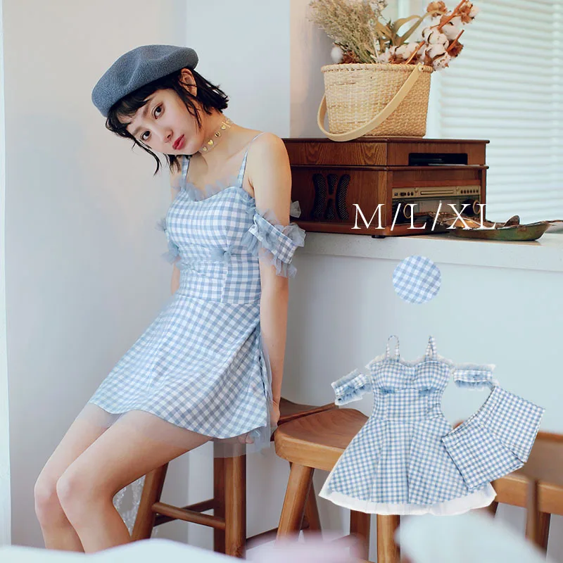 

Women Plaid Two Piece Bikini Tankinis Set Swimwear Swimming Beachwear Summer Sexy Swim Beach Dress Swimsuit Female Swim Suits