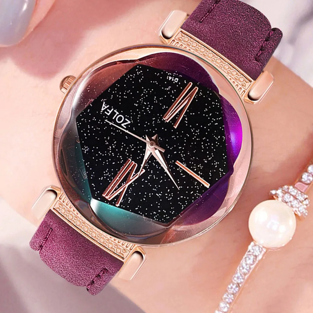 

DUOBLA Luxury women watches Fashion quartz wristwatches Brand Women Watch Leather starry sky watch Dress Watches New listing