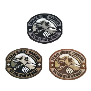 

Honey Badger Team Cool Soldier 3D Embroidery Velcro Patches Army Bear Armband Badge Military Tactical Hook&Loop Clothing Patch