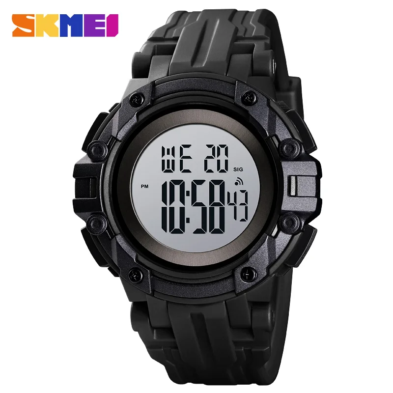 SKMEI модные спортивные часы для улицы Для мужчин будильник 5Bar Водонепроницаемый неделю Дисплей цифровые часы relogio masculino 1472 - Цвет: Black-White