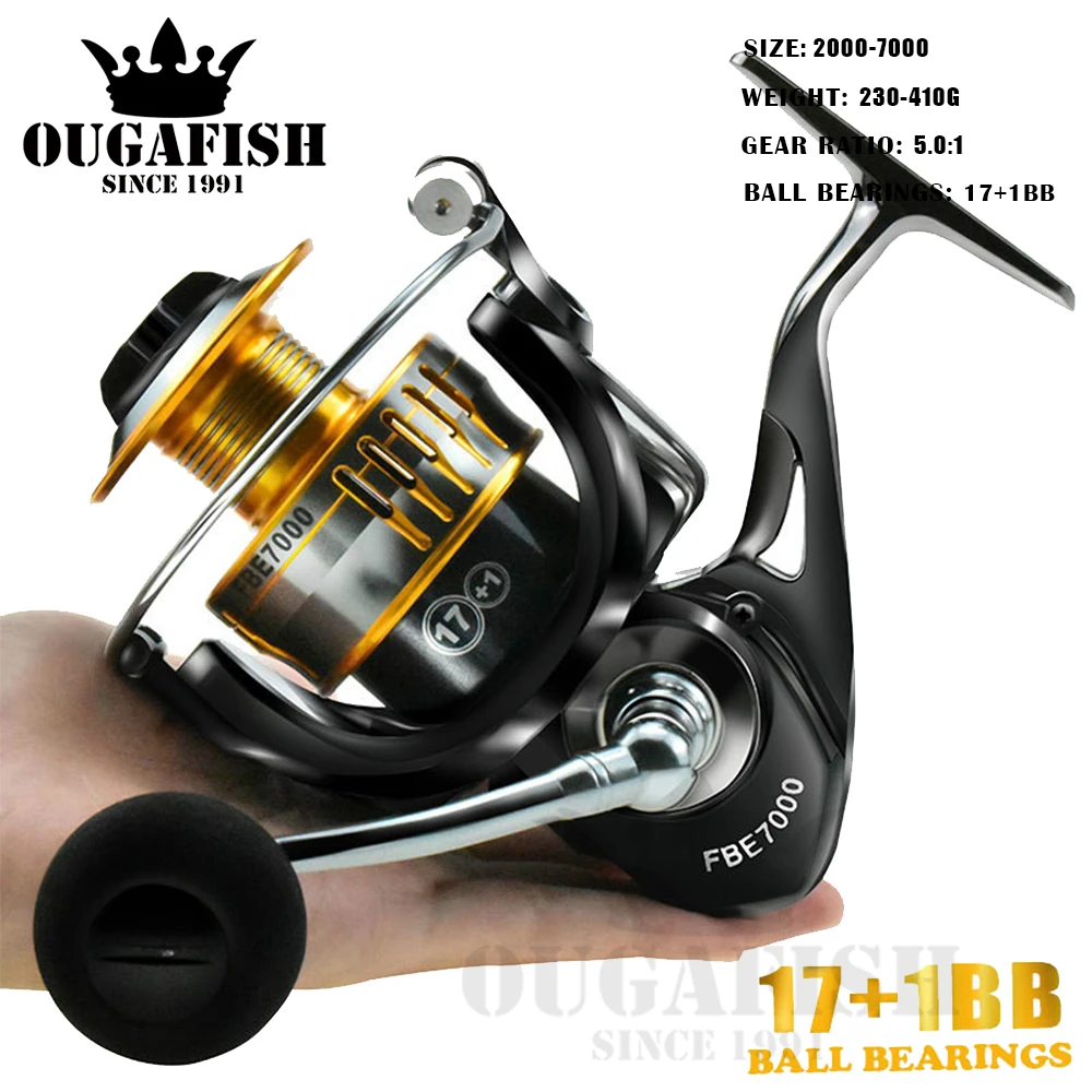 

Fishing Reel Spinning Reels 17+1BB 5.0:1/4.7:1 High Speed Gear Ratio Pesca Carp Molinete Light Weight Accessories Tackle 2020