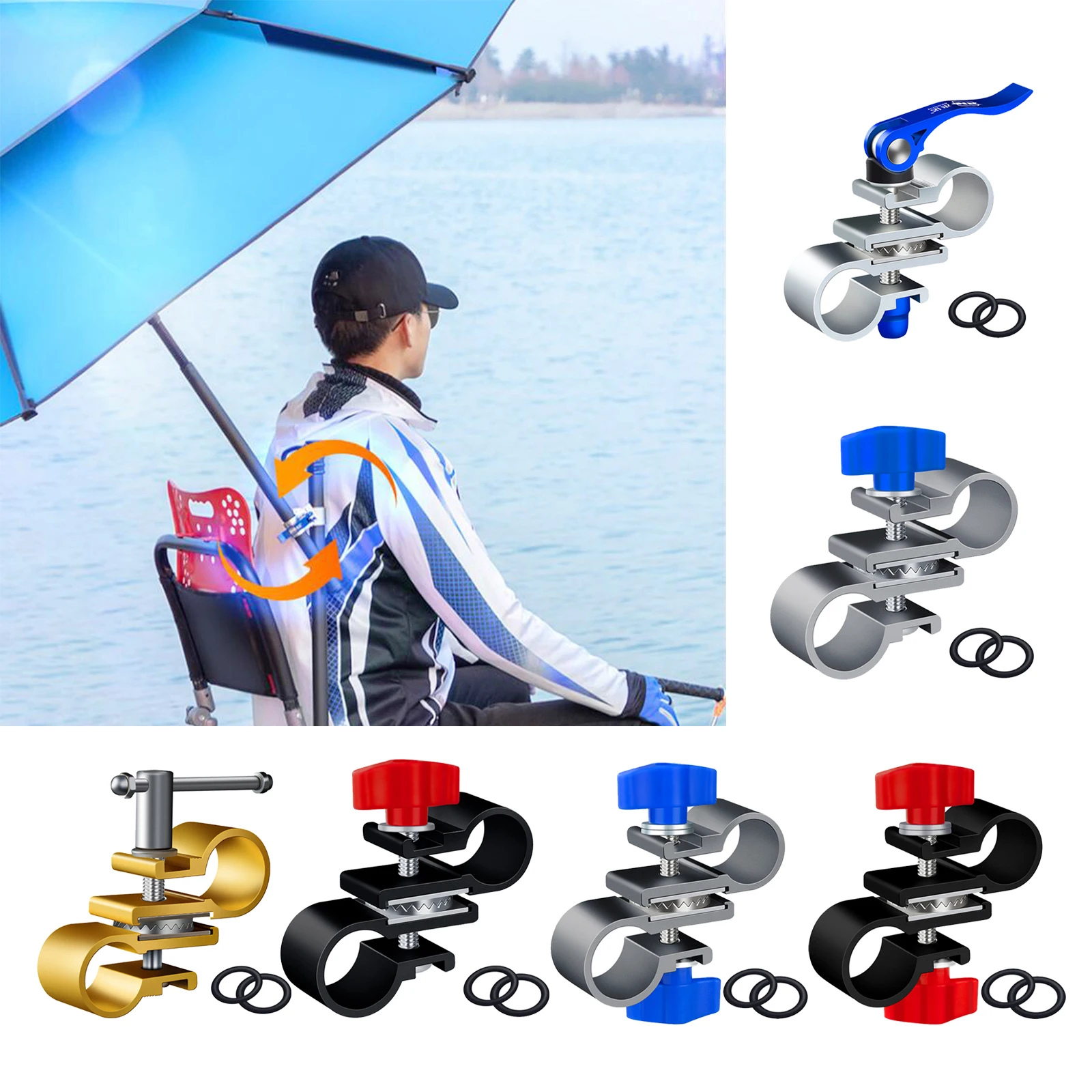 Adjustable Fishing Umbrella Stand Holder Fixed Clip Deck