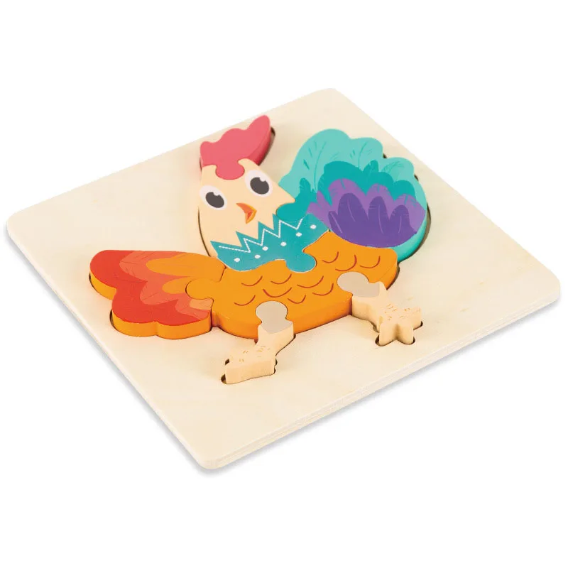 Cartoon Animal 3D Wooden Puzzle Baby Montessori Toys Toddlers Educational Wooden Jigsaw Puzzle Set For 1 2 3 Year Old Boys Girls 23