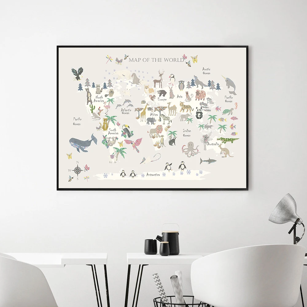 Animal-World-Map-Nursery-Wall-Art-Canvas-Painting-Scandinavian-Posters-and-Prints-Cute-Cartoon-Animals-Pictures (1)