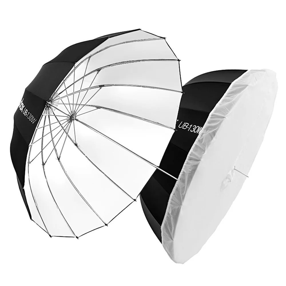 Guarda-chuva com Preto Godox Parabólico Preto Branco Guarda-chuva Reflexivo Estúdio Luz Prata Difusor Capa Pano Ub-130w 51in 130cm - Image 2