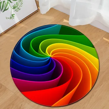 

Modern Round Carpet Computer Chair Cushion Children's Room 3D Printing Floor Bedside Cushion Living Room Decoration Floor Mat
