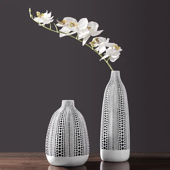 

Street Art Yayoi Kusama Black And White Wave Point Resin Flowerpot Creative Dried Flower Home Decor Vase A1871