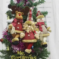 Рождественские украшения своими руками длина 26 см плюшевая сетка Санта Снеговик олень кукла кулон рождественские вечерние Подарки