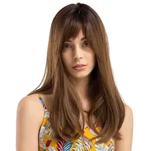 Женские градиентные натуральные красивые парики с челкой натуральные волнистые длинные вьющиеся термостойкие