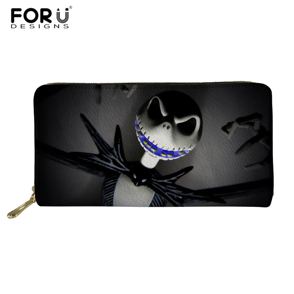 HMH10057Z21 FORUDESIGNS/PU женские кошельки Джек и Салли кошмар перед рождественским принтом монета мешок денег на молнии Готический кошелек Cartera Mujer - Цвет: HMH10057Z21