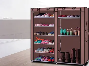 

1* Shoe Rack With Instruction Double Rows 9 Lattices Combination Style Shoe Cabinet Coffee Practical New