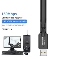 Mini adaptateur Wifi récepteur USB 150 802.11N, 2.0 Mbps, Dongle d'antenne sans fil MT7601U, carte Lan pour ordinateur de bureau, Windows et MAC 