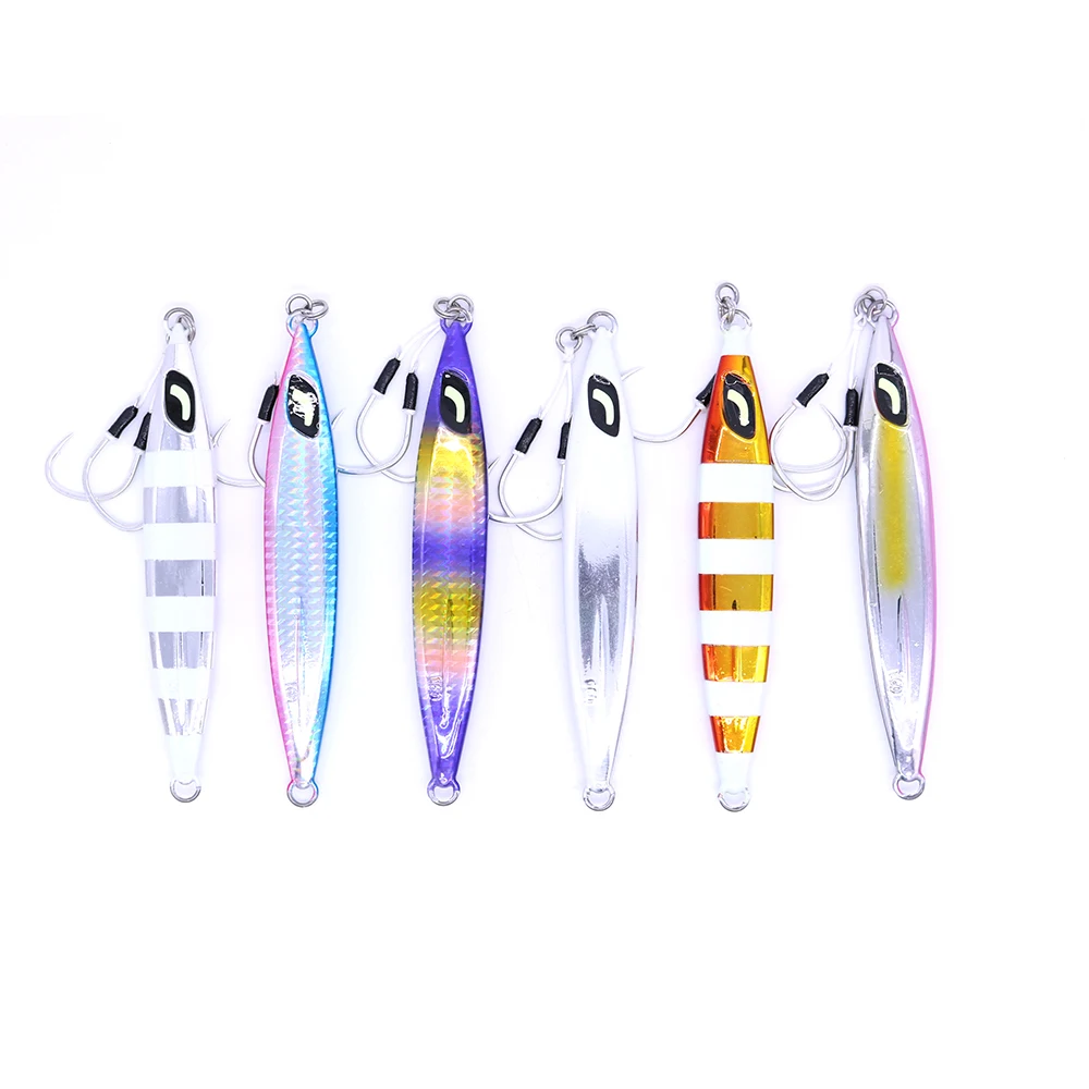 

CASTFUN Jigging Lure 130g 160g Bait Fishing Jigging With Hook 6pcs/lot OCEA Slow Jig Metal Jig Sardine Fishing Isca Artificial