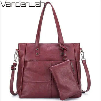 

Luxury Brand Women Soft Leather Shoulder Bags Female Fashion Big Pocket Handbags Ladies Sac Casual Tote Crossbody Bag with Purse