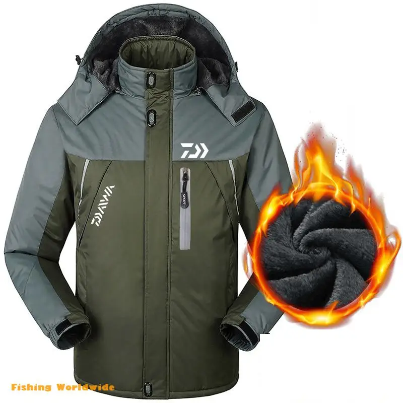 Новинка Мужская Уличная одежда Daiwa для рыбалки флисовая зимняя