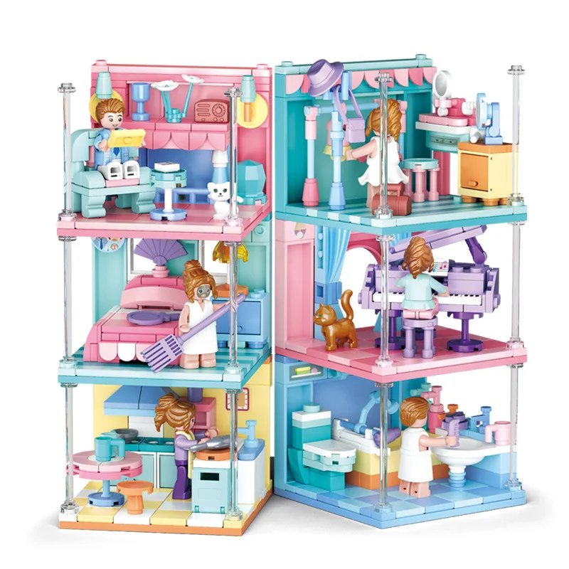 City Girl Bathroom Living Room Piano Building Blocks Bricks Romantic Kit DIY Assembly Toys For Girls | Игрушки и хобби