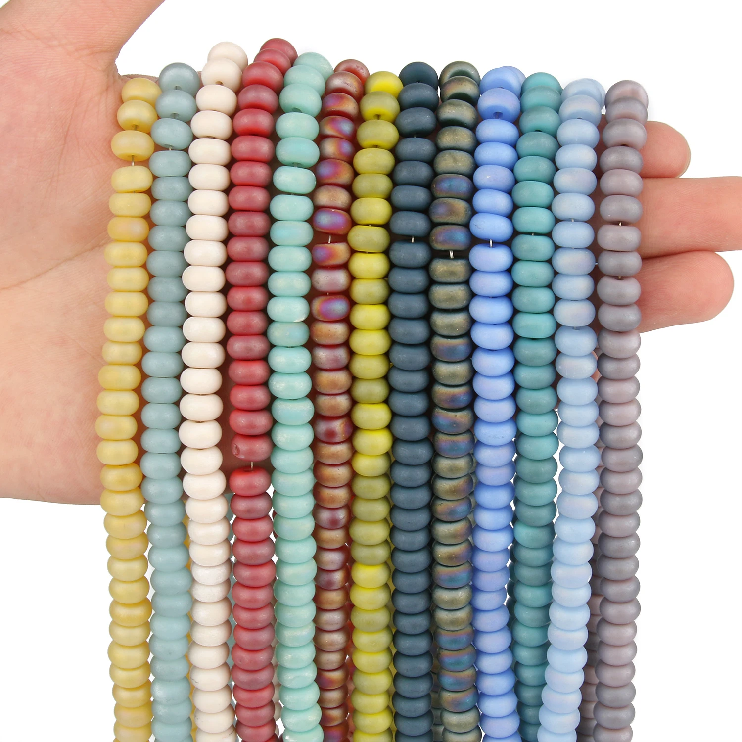 

High Quality Matte AB Rondelle Crystal Glass Beads Loose Spacer Glass Beads For Jewelry Making DIY Bracelet 8x5MM