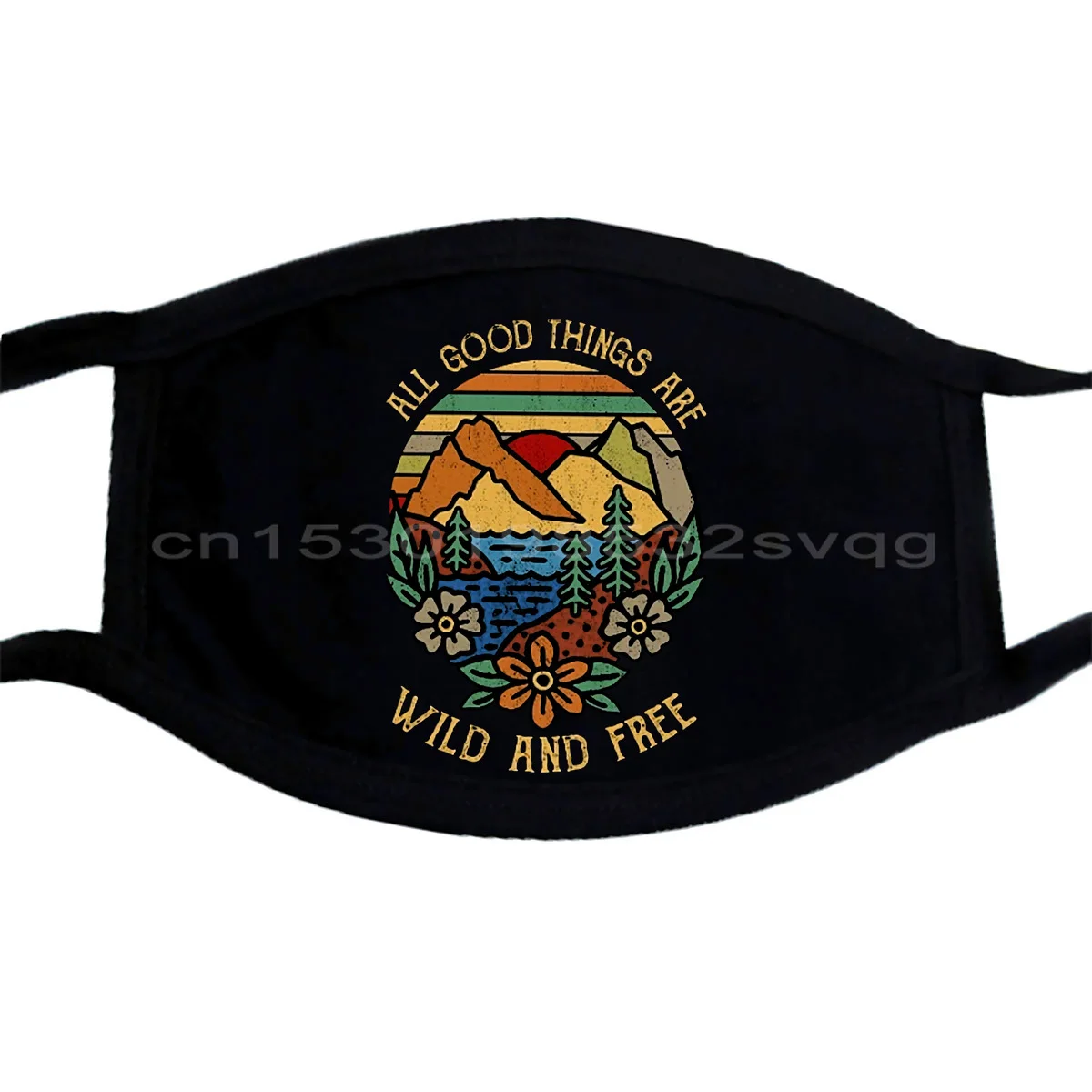 Camping All Good Things Are Wild And Free Men's Black Cotton Mask S-6XLCool Casual pride men Unisex Fashion | Аксессуары для