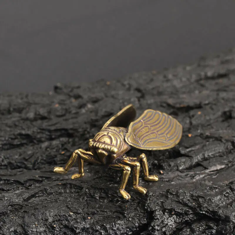 Ручная работа Cicada статуя из чистой латуни коллекция изысканные украшения Декор