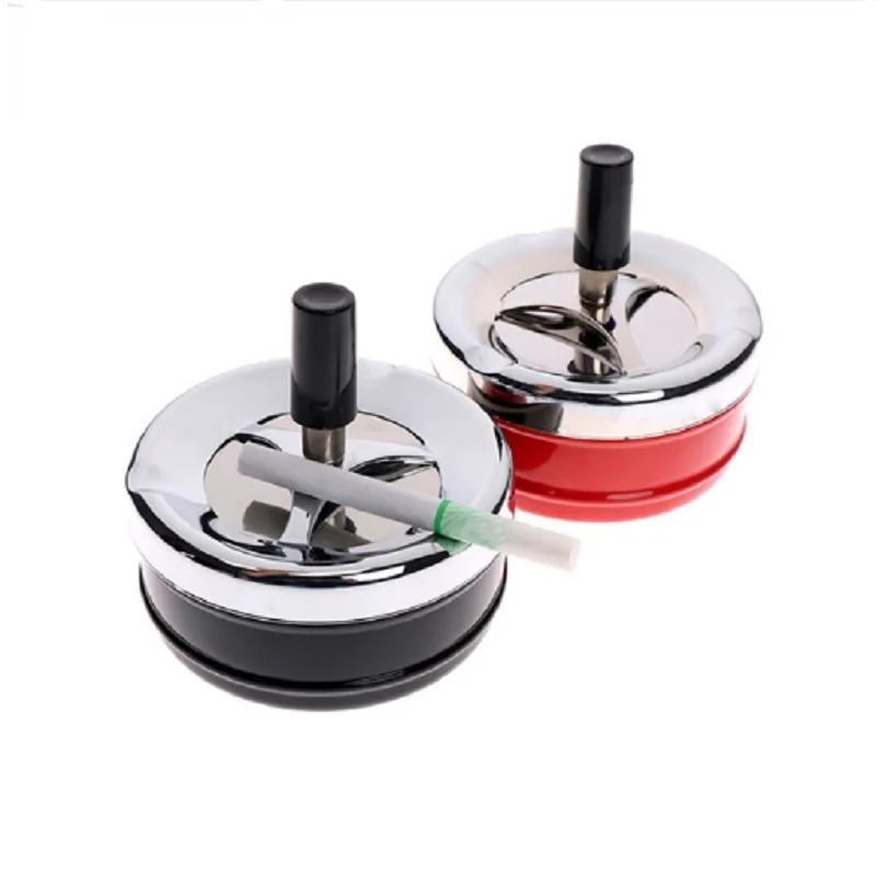 1 Pcs Indoor Outdoor Cigarette Ash Holder Metal Spinning Round Push Down Ashtray Red Black |