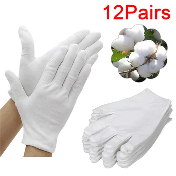 

12 Pairs Cotton Gloves Liners Moisturising Eczema Butler Beauty Magician White