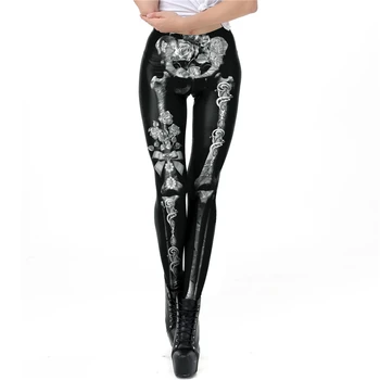 

Funny Digital Print Xray Skeleton Halloween Leggings for Women Kawaii Ladies 3D Printed Rose Skeleton Leggings Plus Size