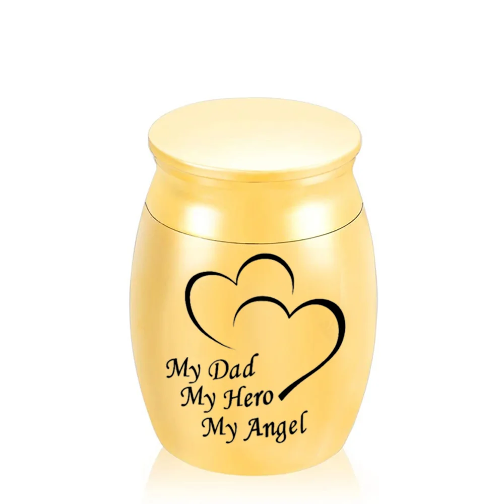 My Dad My Hero Angel Double Heart Funeral Urn for Human Ashes Cremation Ashes Keepsake Memorial Urn Jewellry