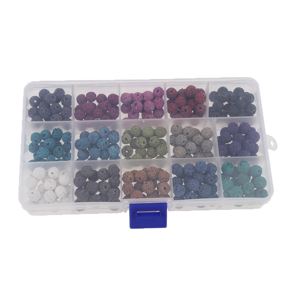 15 Mixed Color Lava Beads 8mm Round Gemstone Loose Spacer Beads for Bracelets(300Pcs, 8mm