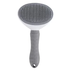 Pet Grooming Comb with Non-Slip Handle and Stainless Steel Bristles (Gray)